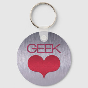 Llavero Cadena de claves de amor geek (corazón), rosa oscu