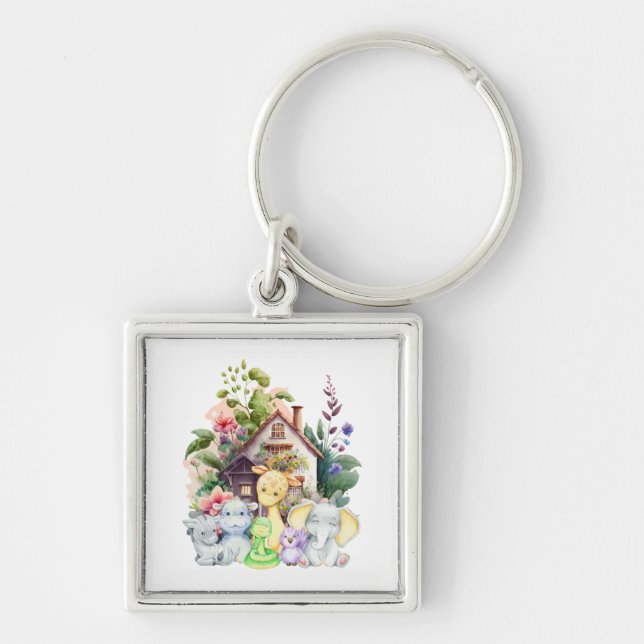 Llavero Cadena de claves de animales curados (Frente)