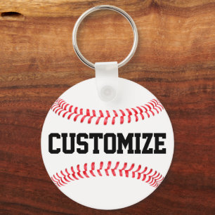 Llavero Cadena de claves de béisbol de texto de personaliz
