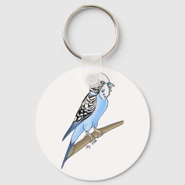 Llavero Cadena de claves de Budgie gritando (Anverso)