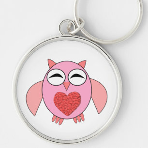 Llavero Cadena de claves de búho de amor rosado
