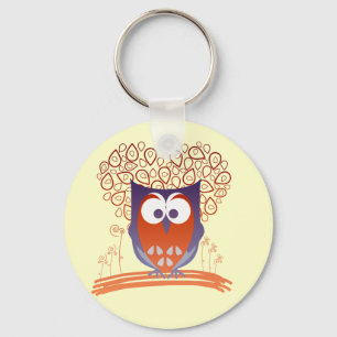 Llavero Cadena de claves de búho malva Naranja