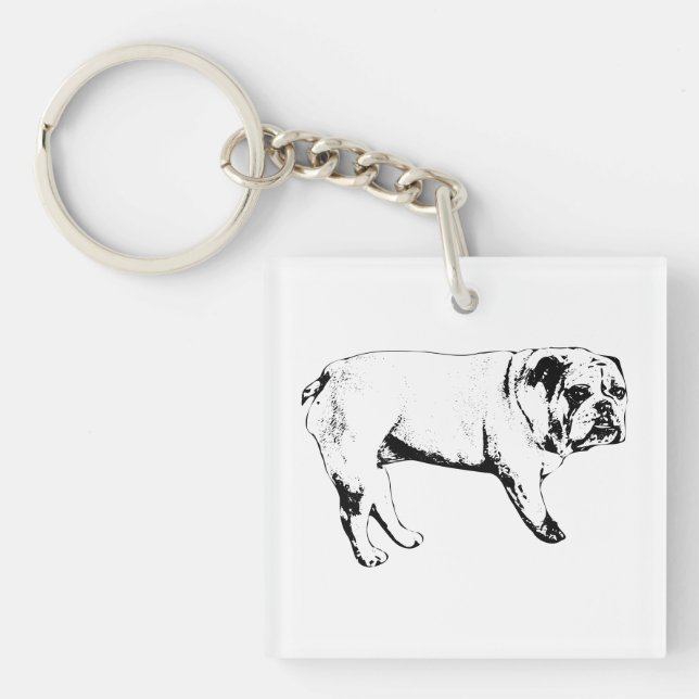 Llavero Cadena de claves de Bulldog de esquema (Frente)