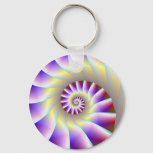Llavero Cadena de claves de espiral roja púrpura y blanca