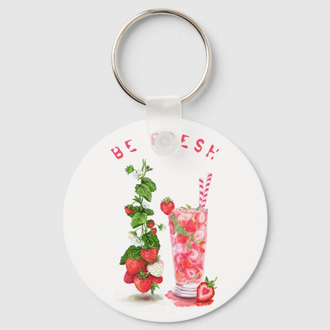 Llavero Cadena de claves de frutas de verano de fresa de z (Anverso)