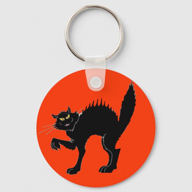 Llavero Cadena de claves de gato negro (Anverso)