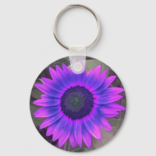 Llavero Cadena de claves de girasol rosado N púrpura