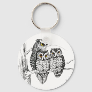 Llavero Cadena de claves de la familia Screech Owl