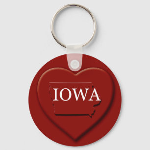 Llavero Cadena de claves de mapa del corazón de Iowa