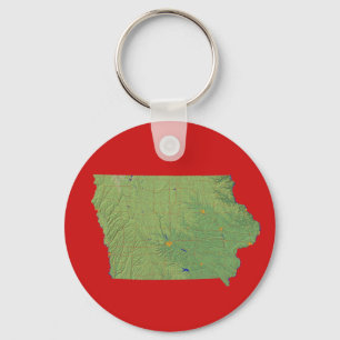 Llavero Cadena de claves de mapas de Iowa