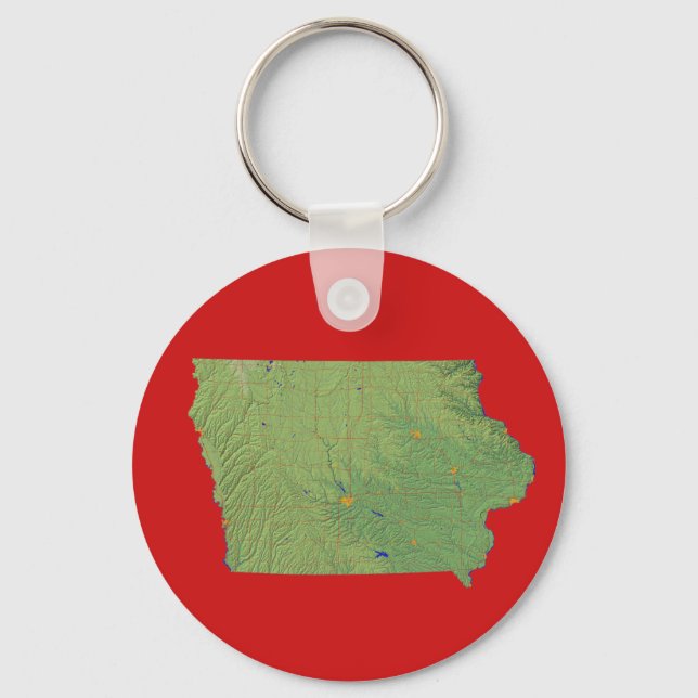 Llavero Cadena de claves de mapas de Iowa (Anverso)
