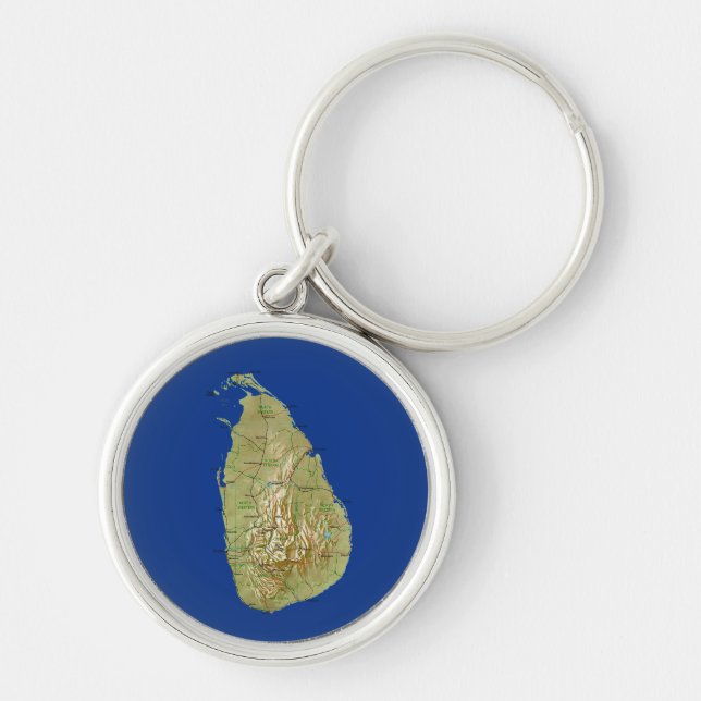 Llavero Cadena de claves de mapas de Sri Lanka (Frente)