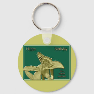 Llavero Cadena de claves de mariposa de cumpleaños de empl