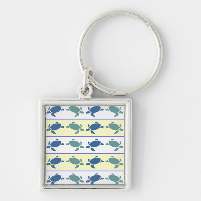 Llavero Cadena de claves de muchas tortugas azules (Frente)