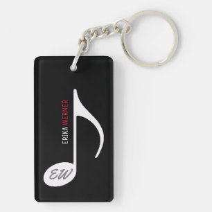 Llavero cadena de claves de música negra con nombre e inic