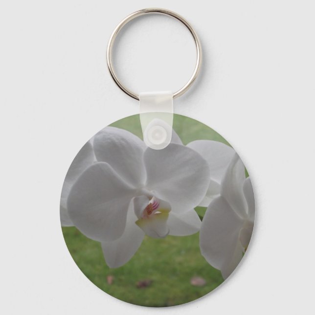 Llavero Cadena de claves de orquídeas blancas (Anverso)
