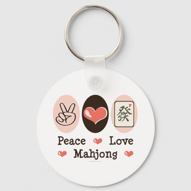 Llavero Cadena de claves de Peace Love Mahjong (Anverso)