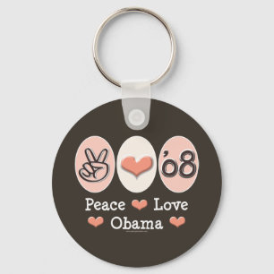 Llavero Cadena de claves de Peace Love Obama 08
