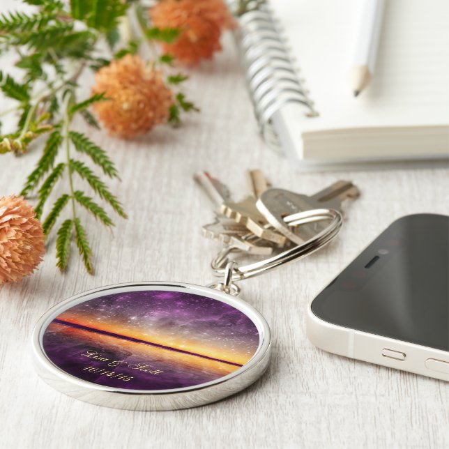 Llavero Cadena de claves de Personalizable Violet Sunset y (Lado)