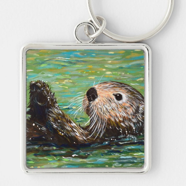 Llavero Cadena de claves de pintura de Otter marino (Frente)