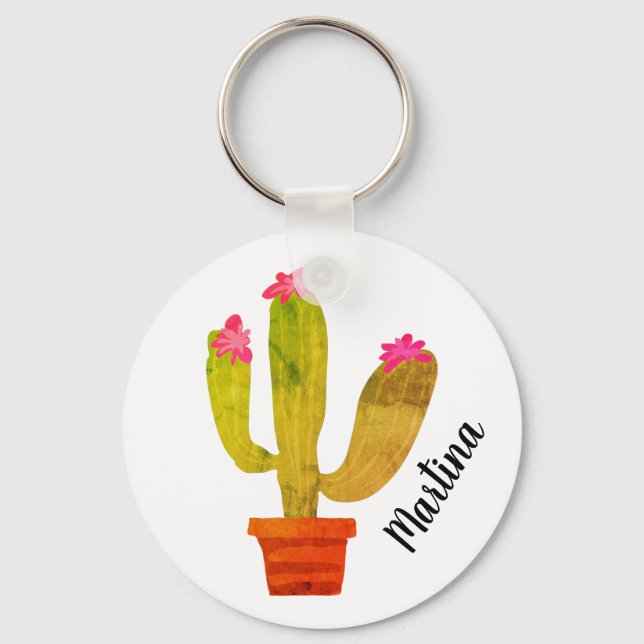 Llavero Cadena de claves de planta de cactus con nombre pe (Anverso)