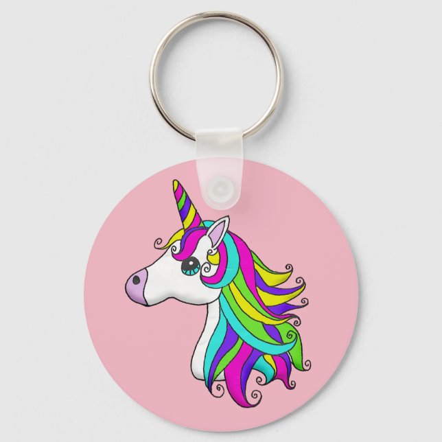 Llavero Cadena de claves de unicornio arcoiris (Anverso)