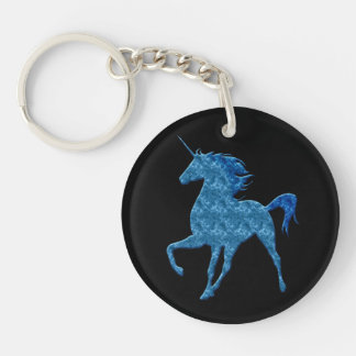 Llavero Cadena de claves de unicornio de fuego azul