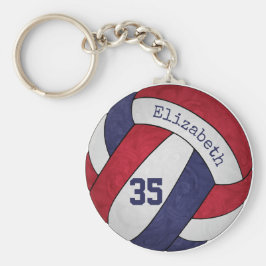 Llavero cadena de claves de voleibol azul rojo con número 