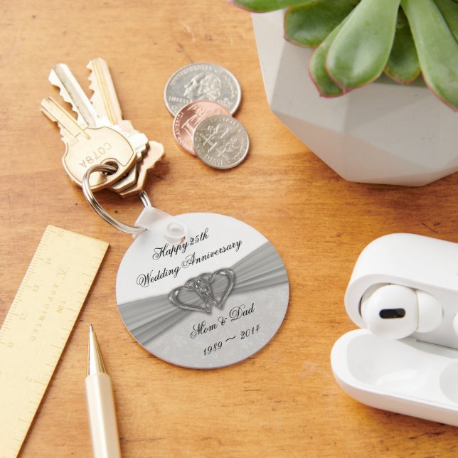 Llavero Cadena de claves del 25º aniversario del Boda de D (Escritorio )