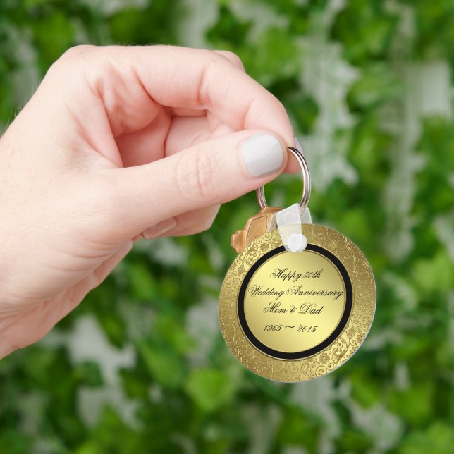 Llavero Cadena de claves del aniversario del Boda de oro c (Mano)