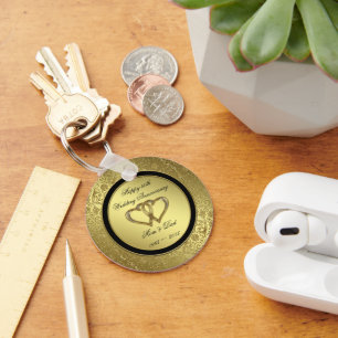 Llavero Cadena de claves del aniversario del Boda de oro c