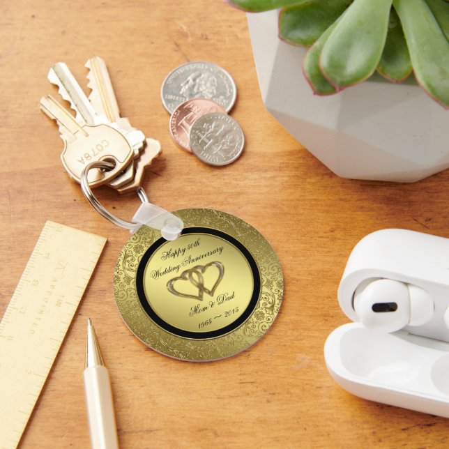 Llavero Cadena de claves del aniversario del Boda de oro c (Escritorio )