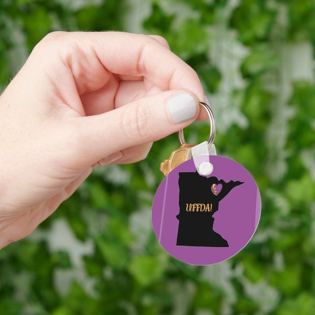 Llavero Cadena de claves del círculo metalizado, 2", Minne (Uffda!  Don't lose your keys!)