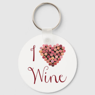Llavero Cadena de claves del corazón del corcho del vino