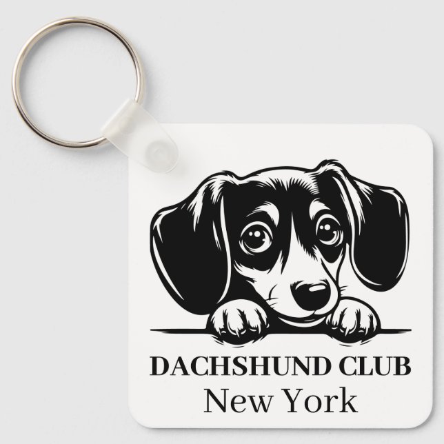 Llavero Cadena de claves del Dachshund Personalizado Club (Anverso)