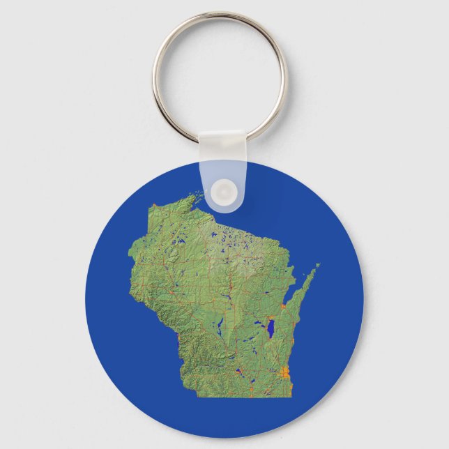 Llavero Cadena de claves del mapa de Wisconsin (Anverso)