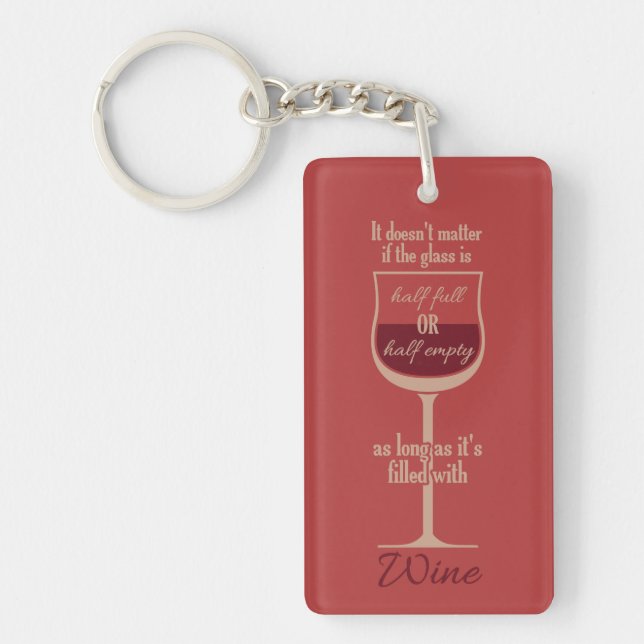 Llavero Cadena de claves del personalizado Red Wine Glass (Frente)