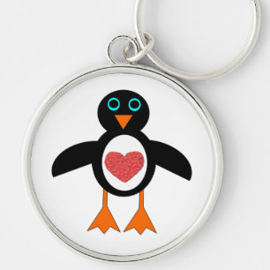 Llavero Cadena de claves del Pingüino Cute Love Heart