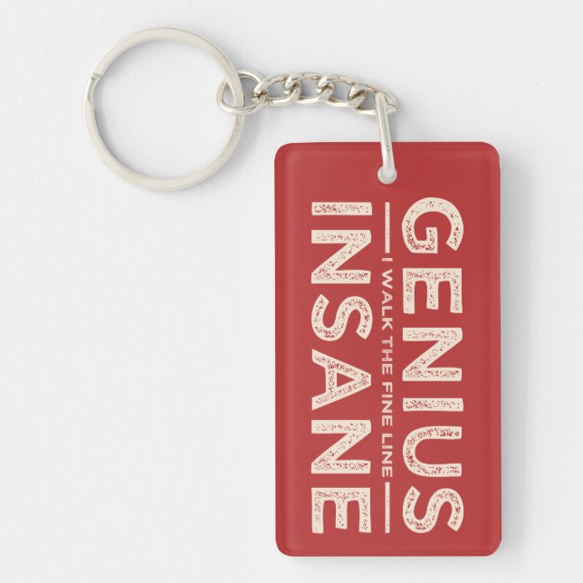 Llavero cadena de claves GENIUS VS INSANE personalizado (Frente)