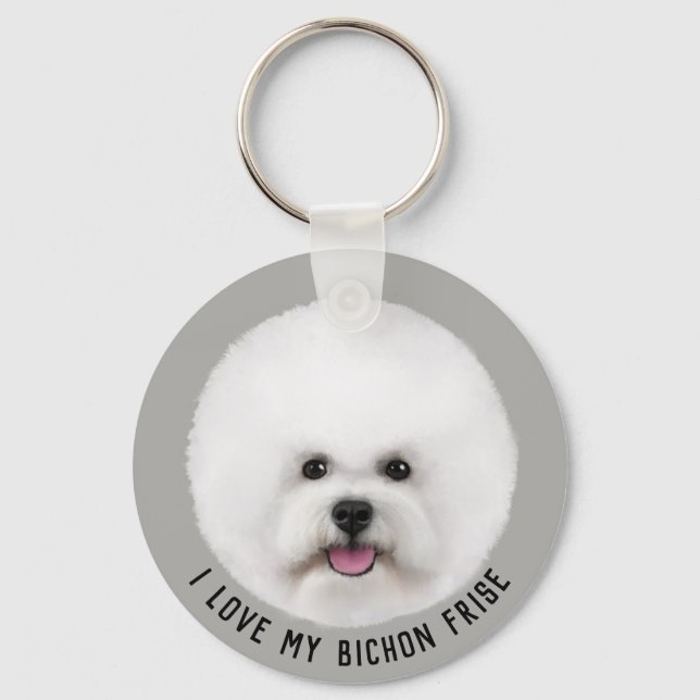 Llavero Cadena de claves ilustradas de Bichon Frise (Anverso)