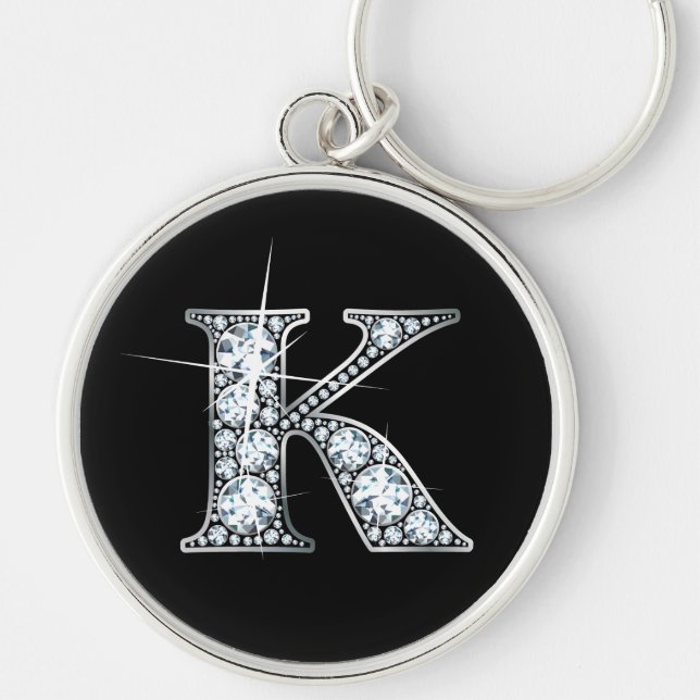 Llavero Cadena de claves "K" Faux-Diamond Bling (Frente)