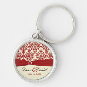Llavero Cadena de claves Keepsake Cream and Red Damask Wed
