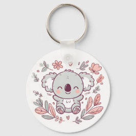 Llavero Cadena de claves Koala Adorable con Diseño Floral