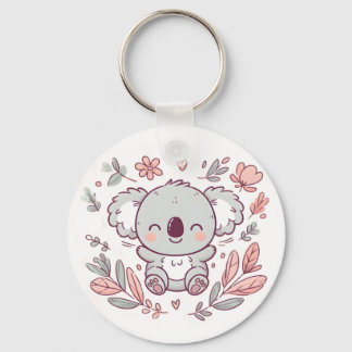 Llavero Cadena de claves Koala Adorable con Diseño Floral