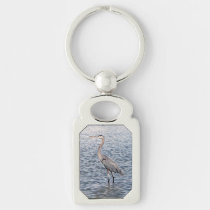 Llavero Cadena de claves metalizado de agua de Blue Heron
