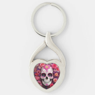 Llavero Cadena de claves Metalizado Girly Sugar Skull