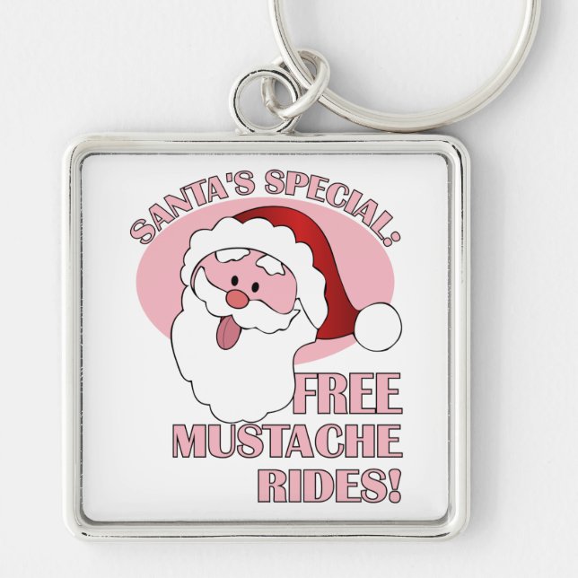 Llavero Cadena de claves Mustache Rides de Santa (Frente)