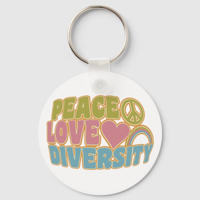 Llavero cadena de claves PEACE LOVE DIVERSITY (Anverso)