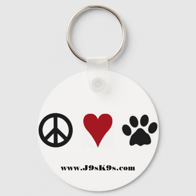 Llavero Cadena de claves Peace-Love-Paws (Anverso)