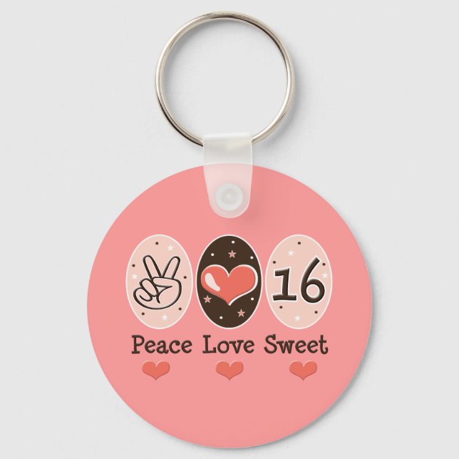 Llavero Cadena de claves Peace Love Sweet 16